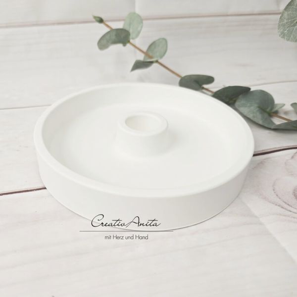 Stabkerzenhalter rund - weiß