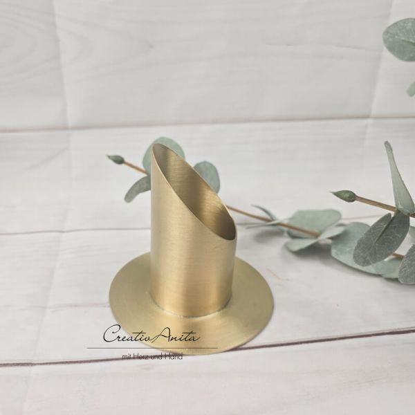 Kerzenständer aus Metall in gold, 4 cm - Kommunionkerze, Taufkerze