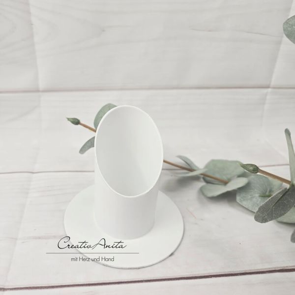 Kerzenständer aus Metall in weiß, 4 cm - Kommunionkerze, Taufkerze