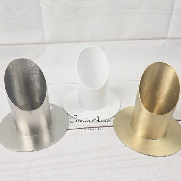 Kerzenständer aus Metall in silber, 4 cm - Kommunionkerze, Taufkerze