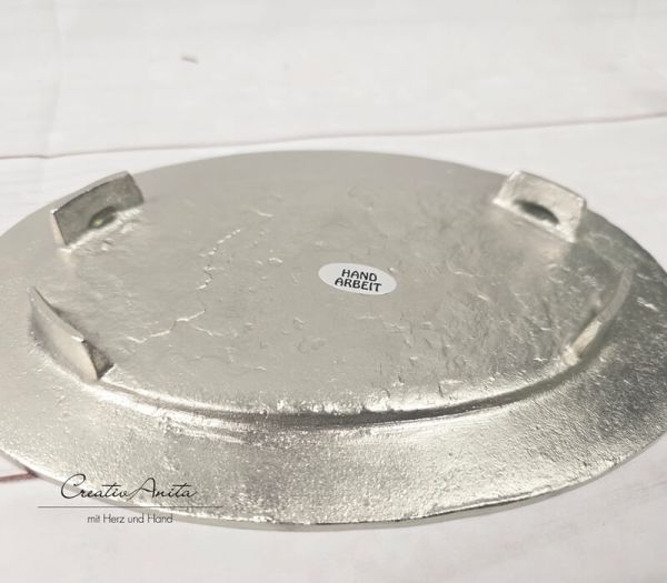 Kerzenteller - Kerzenhalter Silber - Baumdesign - oval