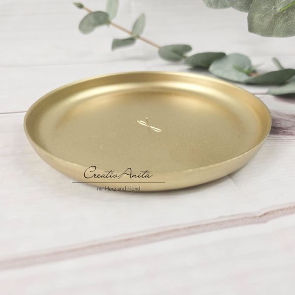 Kerzenteller goldfarben - 12 cm