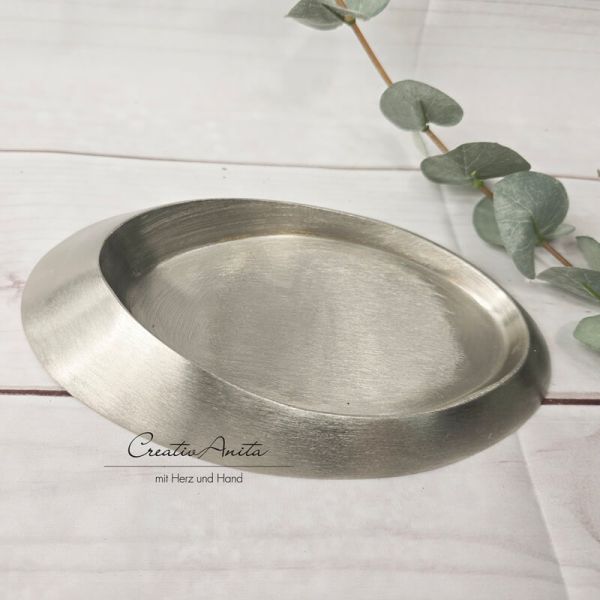 Kerzenhalter oval - silberoptik matt