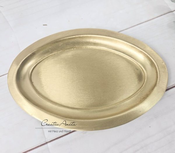 Kerzenteller - Tablett - Kerzenhalter - GOLD oval