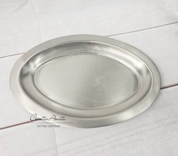 Kerzenteller - Tablett - Kerzenhalter - SILBER oval
