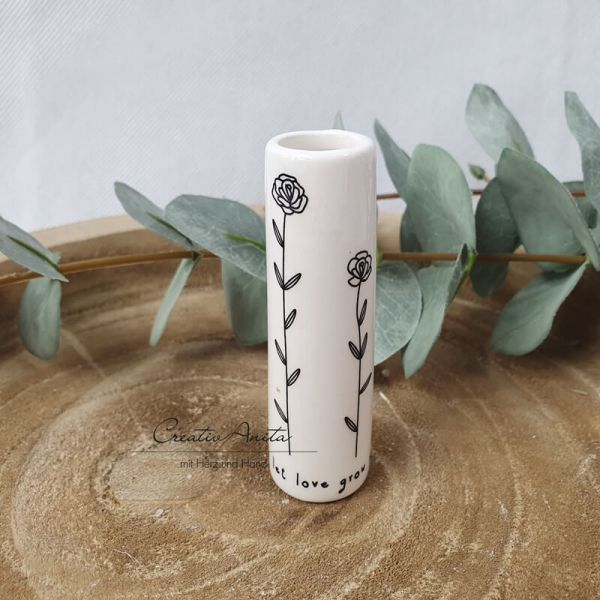 Kleine Blumenvase "Let Love Grow" in Geschenkbox