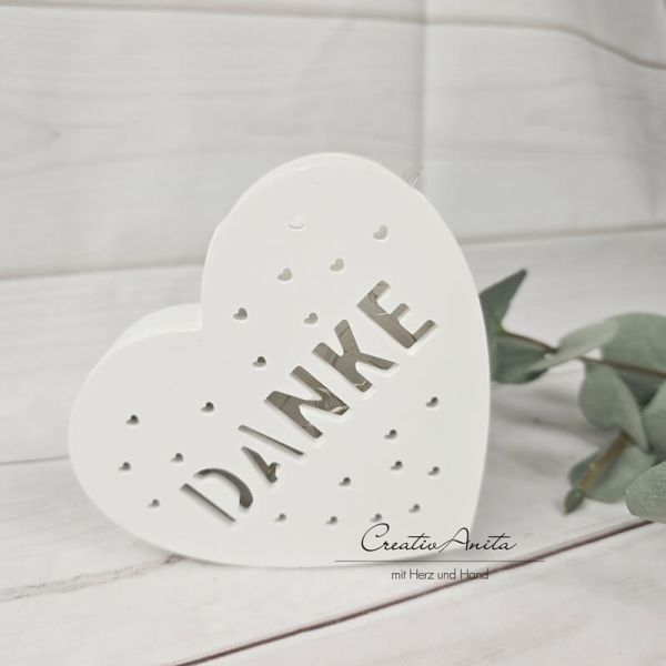 Leuchtherz - Deko Herz mit Licht -DANKE-