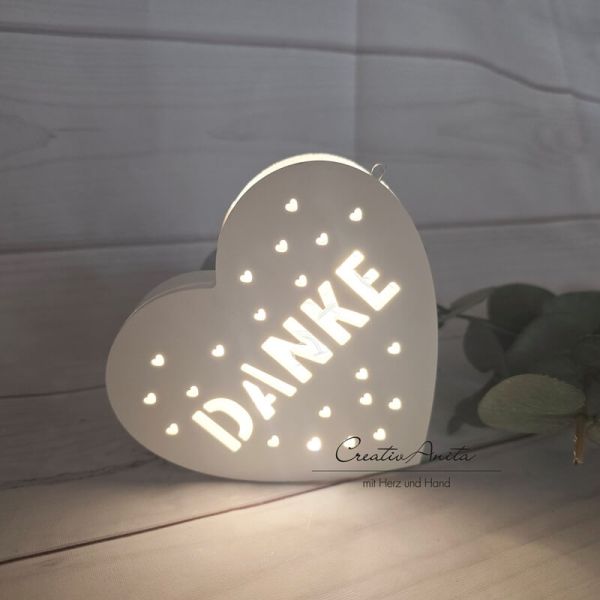 Leuchtherz - Deko Herz mit Licht -DANKE-