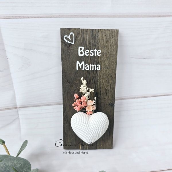 Muttertag - Geschenk zu Muttertag - Mama - von Herzen -ROSA-WEISS-