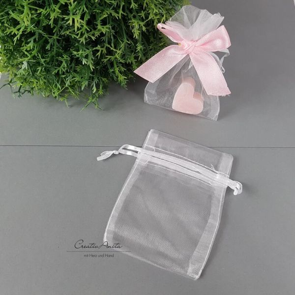 10 St. Organzasäckchen in Weiß zum Selbstverpacken - DIY 5x7 cm