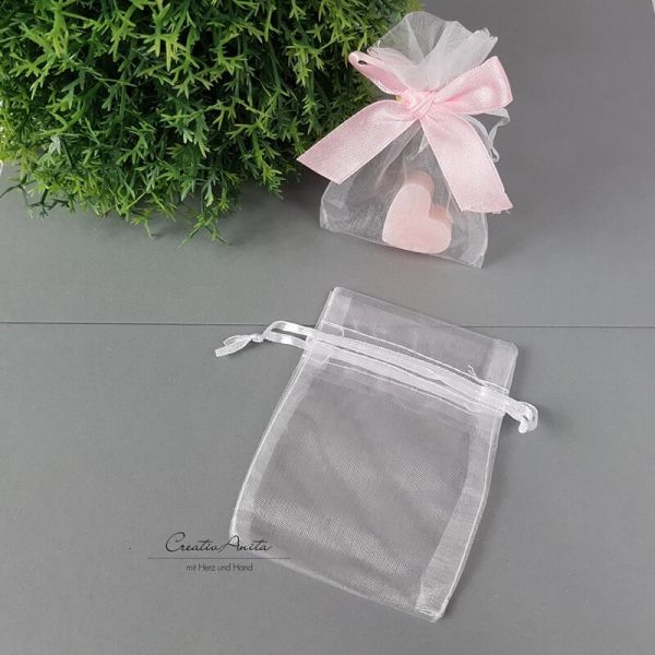 10 St. Organzasäckchen in Weiß zum Selbstverpacken - DIY 6x8 cm