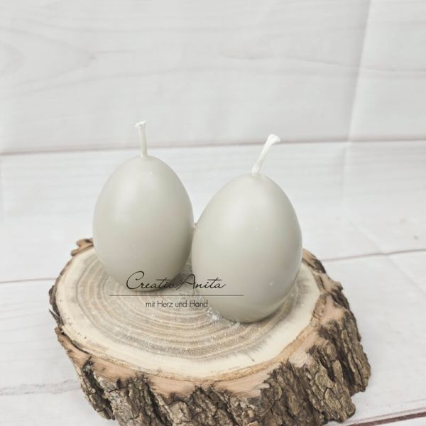 Osterkerzen EI - Osterei Pastellfarben Geschenkkerzen Ostern - 2er Set TAUPE