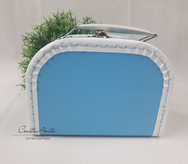 Pappkoffer mit Trim in Hellblau - Kinderkoffer