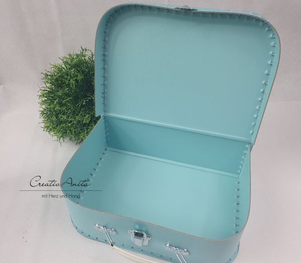 Pappkoffer in Blau mit Pfoten - Kinderkoffer