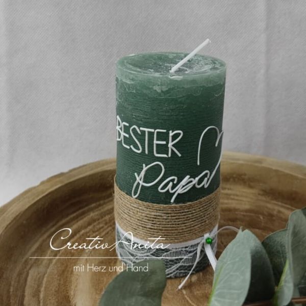 Vatertagskerze - Geschenk "Bester Papa" in Eukalypthus