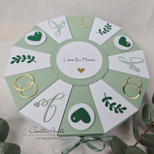 Schachteltorte SALBEI - EUKALYPTHUS - GOLD - Geldgeschenkverpackung