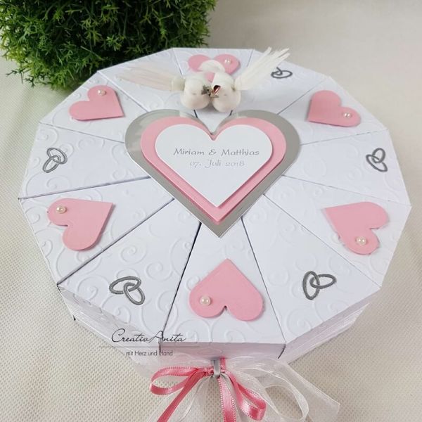 Schachteltorte mit Eheringen - Geldgeschenk - Hochzeitsgeschenk - ROSA