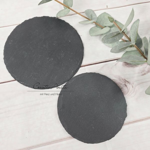 Schiefertafel - Kerzenhalter rund - schwarz Ø 12 cm