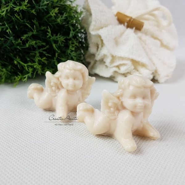 Engel SCHNEEROSE - Seifenengel - Schafmilchseife, 2 Stück