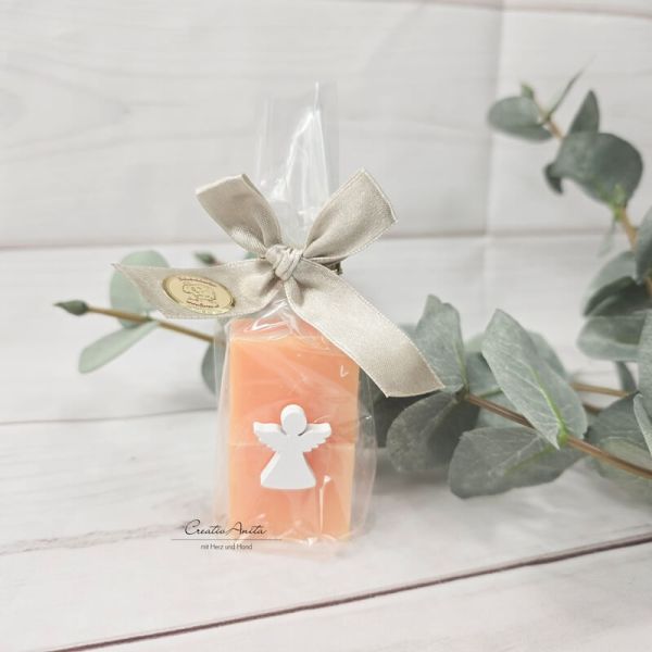 Seifengeschenk - Weihnachtsgeschenk - Seifenstücke fruchtige Orange mit Engel dekoriert