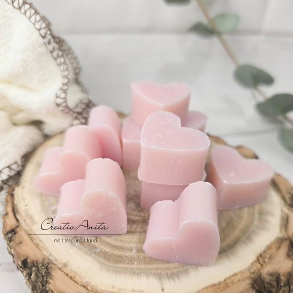 10 Stück Schafmilchseifen-Seifenherzen Mini MAGNOLIE - Herzseifen Gastgeschenk