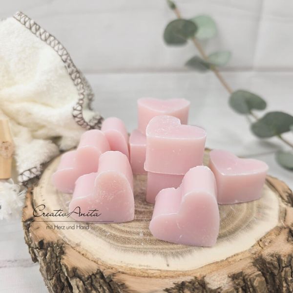 10 Stück Schafmilchseifen-Seifenherzen Mini MAGNOLIE - Herzseifen Gastgeschenk