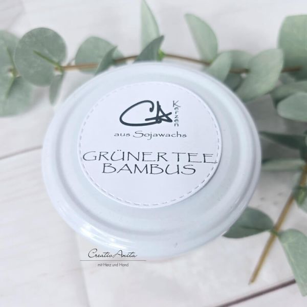 Handgegossene Sojakerze -Grüner Tee Bambus- im Glas