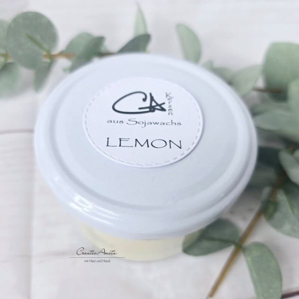 Handgegossene Sojakerze -Lemon- im Glas
