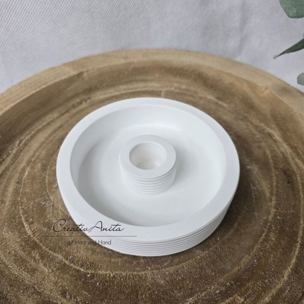 Stabkerzenhalter rund gerillt - weiß