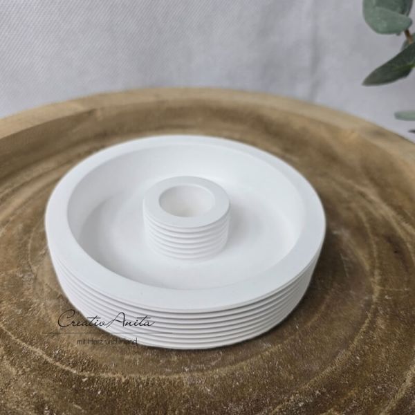 Stabkerzenhalter rund gerillt - weiß