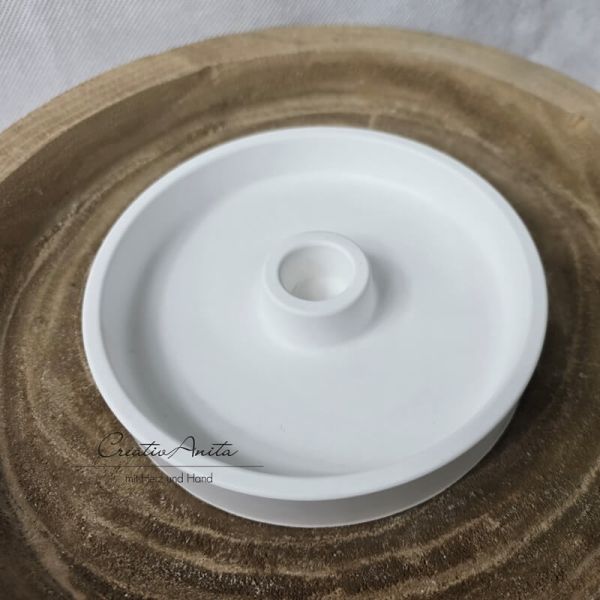 Stabkerzenhalter rund - weiß