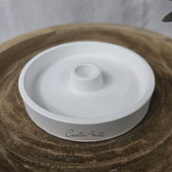 Stabkerzenhalter rund - weiß