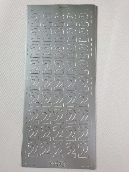 Sticker Ziersticker Schriftsticker *2* ZAHL silber XL