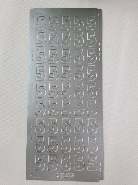 Sticker Ziersticker Schriftsticker -5- ZAHL silber XL Sticker Ziersticker Schriftsticker -5- ZAHL silber XL