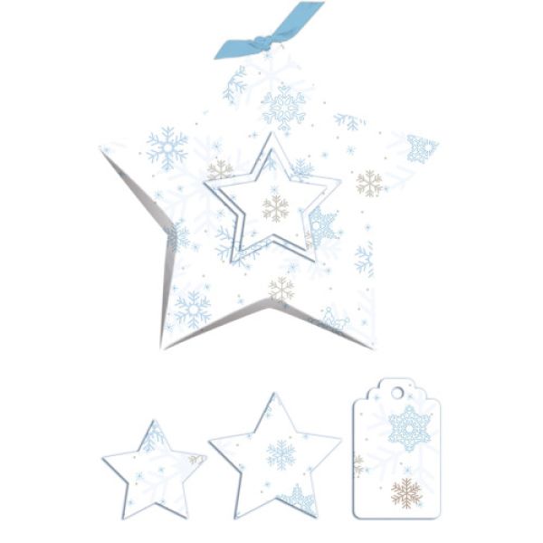 Geschenkbox "Stella" Classic Christmas blau/braun zum Selbst gestalten - basteln