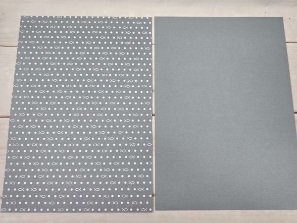 Fotokarton - Designkarton -KLEINE FISCHE- grau-blau, DIN A4