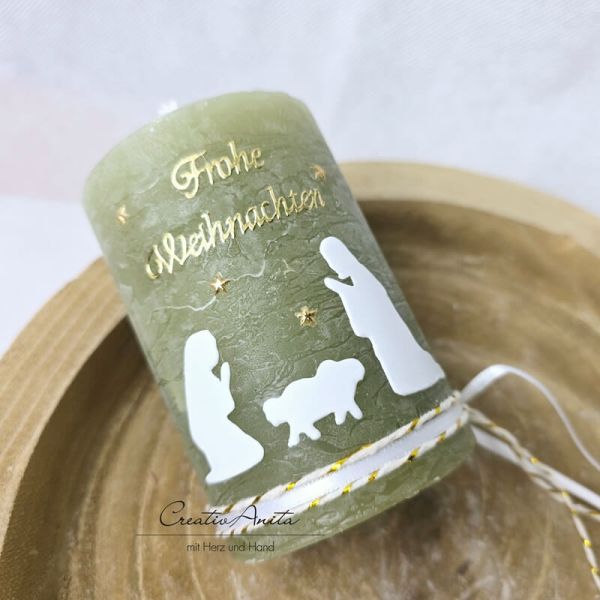 Weihnachtskerze -Krippe- handgefertigt