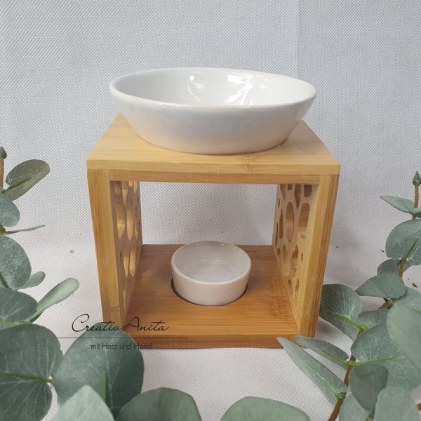 Duftlampe aus Keramik und Bambus