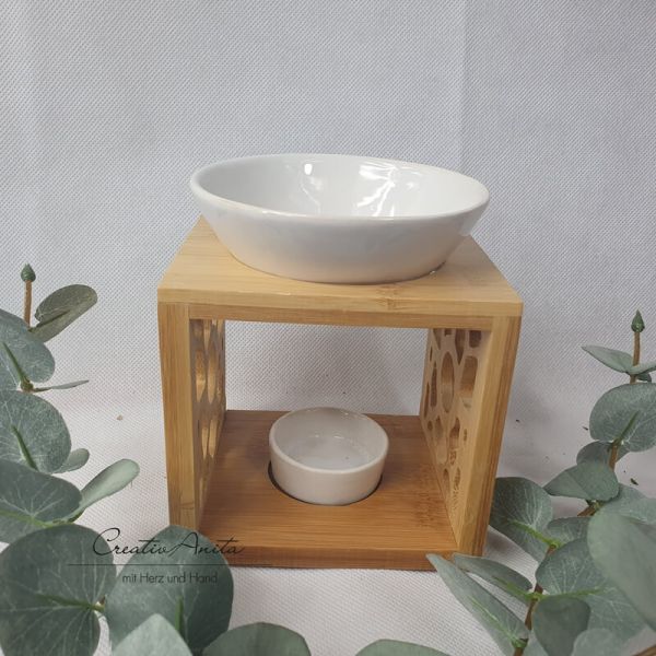 Duftlampe aus Keramik und Bambus