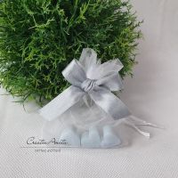 Gastgeschenk- Kundengeschenk mit 3 Seifenherzen VERGISSMEINNICHT - HELLBLAU - Fix & Fertig
