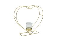 Krasilnikoff - Kerzenhalter Herzform Gold dekoriert mit Trockenblumen