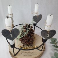 Metall Adventskranz in schwarz - inkl. Zahlen, Kerzen und Dekoration