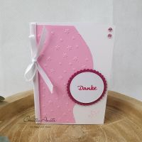 Danksagungskarte -Stars- zur Taufe in Rosa-Weiß