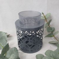 Duftlampe aus Metall mit Glaseinsatz - GRAU