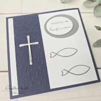 Einladungskarte zur Kommunion in Dunkelblau - Christlich