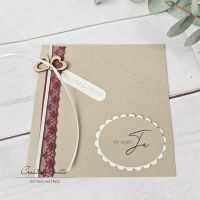 Einladungskarte Vintage Lace Bordeaux-Creme