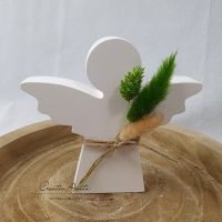 Handgemachter Engel - Trockenblumen grün