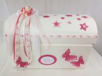 Erinnerungsbox - Geschenktruhe zur Geburt mit Sternen - PINK-ROSA
