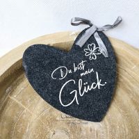 Geschenkanhänger Herz -Du bist mein Glück- anthrazit