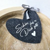 Geschenkanhänger Herz -Schön, dass es Dich gibt- anthrazit